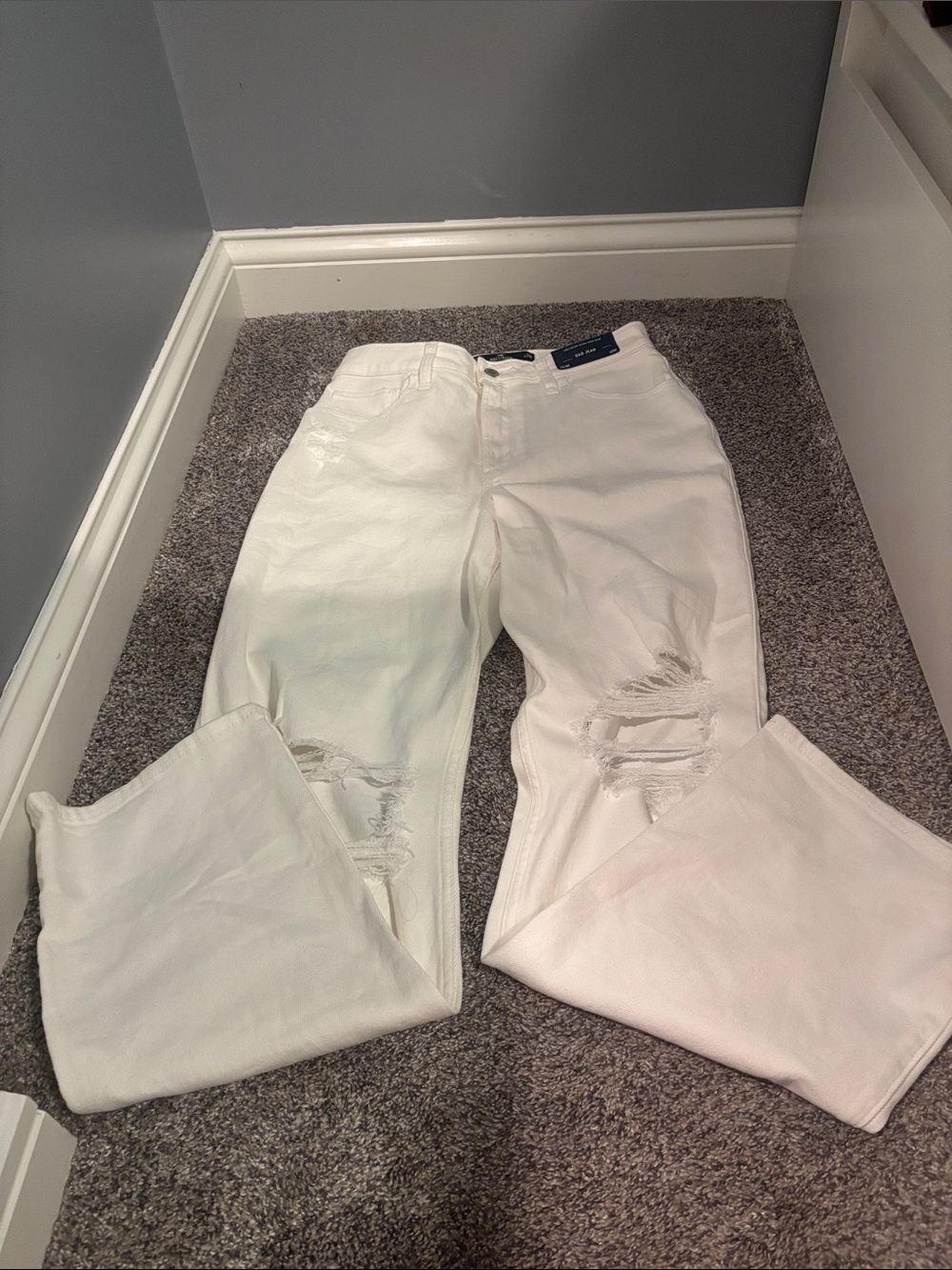 Hollister White Distressed Wide-Leg Jeans
